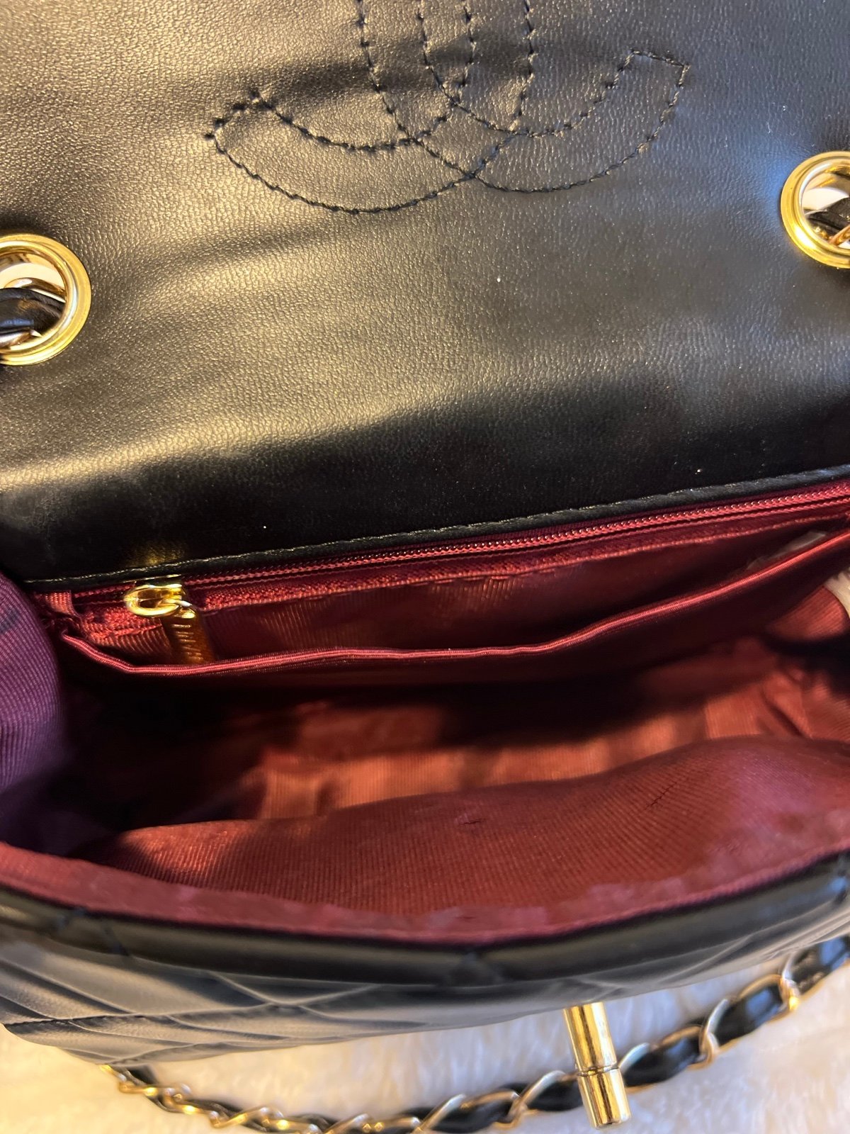 Chanel black bag & gold