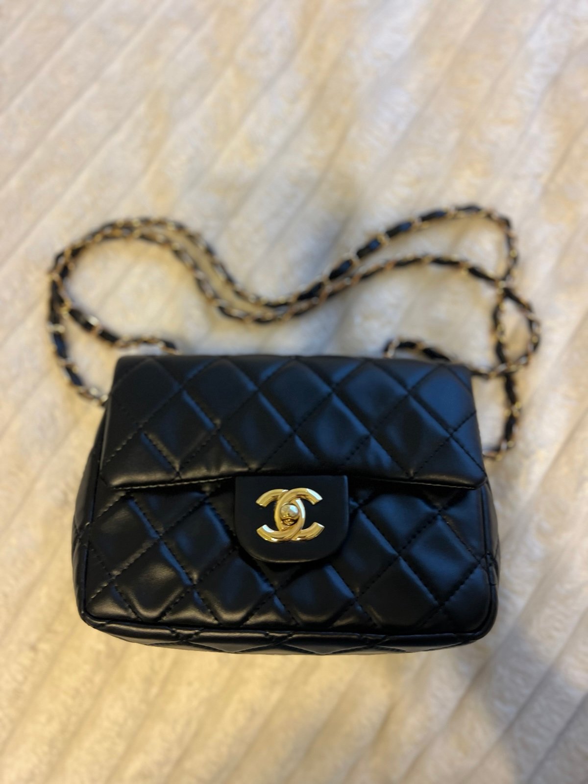 Chanel black bag & gold