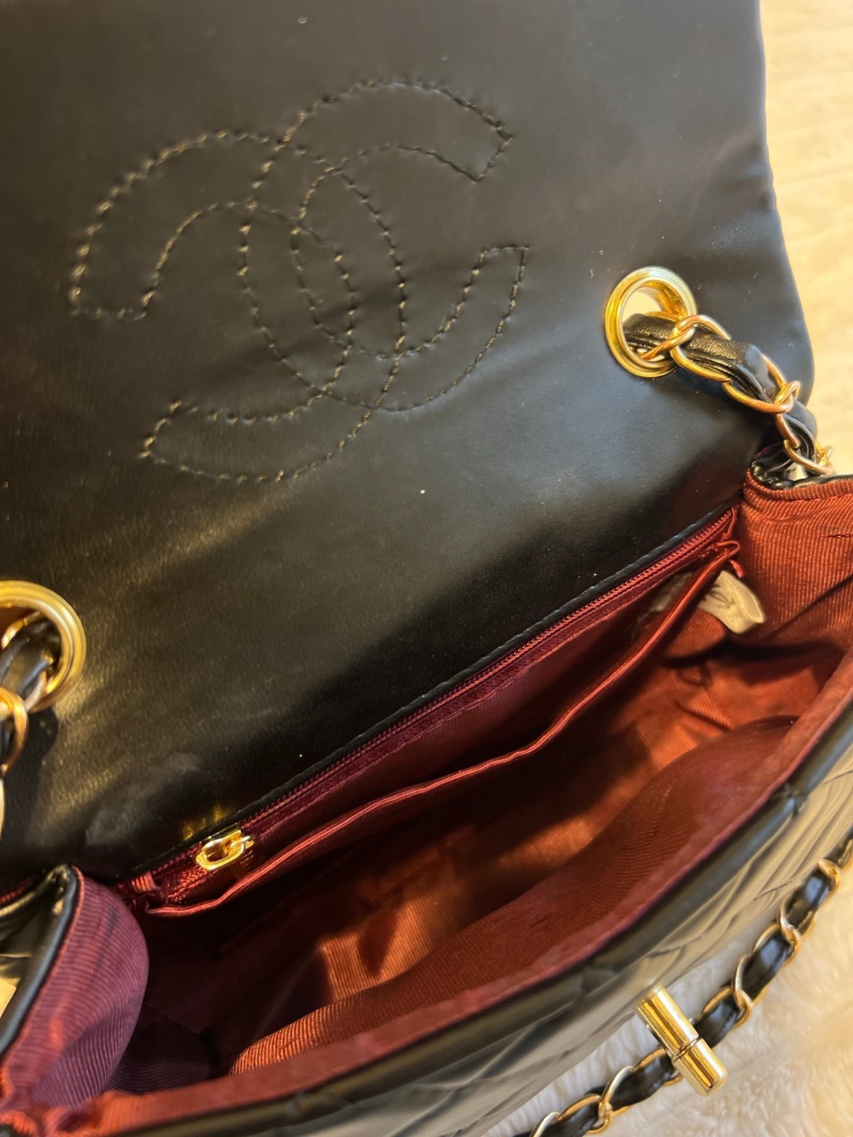Chanel black bag & gold